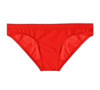 2026 - Ropa interior transparente de seda de hielo para hombre, sin bolsa, pantalones triangulares ajustados, cintura baja, top rojo, rojo, M