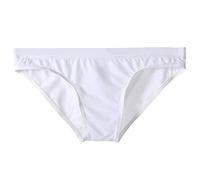 2026 - Ropa interior transparente de seda de hielo para hombre, sin bolsa, pantalones triangulares ajustados, cintura baja, top rojo, Blanco, M