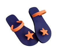 2026 Sandalias de punta de pinza de mujer PVC Claquette plana verano casual con decoraciones corazón y estrella de mar antideslizantes zapatos para caminar mujer al aire libre, azul, 38 EU