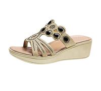 2026 Sandalias de tacón de cuña para mujer bohemias zapatos acuáticos casuales con diseño ondulado para tendencia casual de verano, Negro , 38 EU