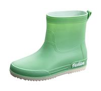 2026 Slip Zapatos de lluvia para mujer Versión coreana Color sólido Moda Tubo Corto Zapatos de agua para mujer, verde, 39 EU