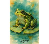 2026: Small Monthly Calendar Planner - Watercolor Frog On A Lily Pad