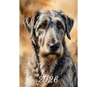2026: Small Monthly Calendar Planner - Watercolor Irish Wolfhound Dog