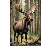 2026: Small Monthly Calendar Planner - Watercolor Moose In The Forest