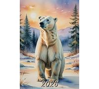 2026: Small Monthly Calendar Planner - Watercolor Polar Bear In Arctic