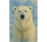 2026: Small Monthly Calendar Planner - Watercolor Polar Bear In Snow