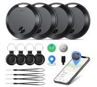 2026 Smart Air Tracker Tags 4 Pack(Sólo iOS), Buscador de Objetos Bluetooth Compatible con Apple Find My App, 365 días de Uso, Batería Reemplazable, Impermeable IP68, para Llaves/Equipaje/Maleta,Negro