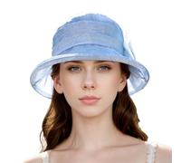 2026 Sombrero de Verano Categoría de producto Sombrero de sol Mujer Encanto versátil al aire libre para novia Fiesta del té Boda Iglesia Elegante Temperamento Sombrero de tela, azul, M