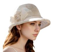 2026 Sombrero de Verano Categoría de producto Sombrero de sol Mujer Encanto versátil al aire libre para novia Fiesta del té Boda Iglesia Elegante Temperamento Sombrero de tela, beige, M