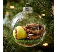 2026 Sports Holiday Ornament, 3D Crystal Sports Christmas Tree Ornaments with Micro Scenes, Stereoscopic Glass Keepsake Ornaments for Xmas Tree & Home Décor (Softball)