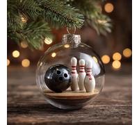 2026 Sports Holiday Ornament, 3D Crystal Sports Christmas Tree Ornaments with Micro Scenes, Stereoscopic Glass Keepsake Ornaments for Xmas Tree & Home Décor (Bowling)