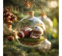 2026 Sports Holiday Ornament, 3D Crystal Sports Christmas Tree Ornaments with Micro Scenes, Stereoscopic Glass Keepsake Ornaments for Xmas Tree & Home Décor (Rugby)