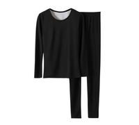 2026 Spring Lovers - Ropa interior térmica de lana gruesa para otoño e invierno, ropa interior térmica de lana de seda, conjunto largo y cálido para mujer, Negro, L