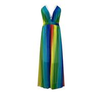 2026 Spring Summer European American Border Foreign Trade Women Deep Rainbow Chiffon Braces Dress Mini Dresses Women' Sexy Transparent(Purple,M)