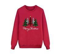2026 Sudadera con capucha de Navidad, manga larga, estampado de letras, sin capucha, blusa, conjunto de Navidad para toda la familia (3), rosso, XXL