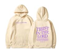 2026 Sudadera con capucha reversible de moda con estampado de letras manga larga para mujer con bolsillos polar, caqui, L