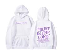 2026 Sudadera con capucha reversible de moda con estampado de letras manga larga para mujer con bolsillos polar, Blanco, XL