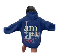 2026 Sudadera con Capucha Unisex Estampada "Soy un Hijo de Dios" | Ropa acogedora para/Invierno, azul oscuro, S