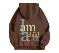 2026 Sudadera con Capucha Unisex Estampada "Soy un Hijo de Dios" | Ropa acogedora para/Invierno, marrón, XL