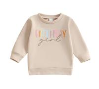 2026 Sudadera Infantil con Estampado de cumpleaños para niñas Forro Polar y cálido para Ropa Casual cómoda y Moderna para pequeñas Princesas (Beige, 4-5 años)