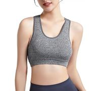 2026 Sujetador Cómodo para Mujer Sujetador Deportivo Push up sin de Alta para Mujer diseño de Espalda Abierta Ideal Yoga Running y Entrenamiento Tela sólida y Moderna (Grey, XL)