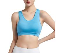 2026 Sujetador Cómodo para Mujer Sujetador Deportivo Push up sin de Alta para Mujer diseño de Espalda Abierta Ideal Yoga Running y Entrenamiento Tela sólida y Moderna (Blue, S)