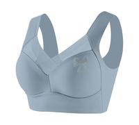 2026 - Sujetador con aros para mujer, chaleco push-up, lencería, lazo, pedrería, lencería sexy para mujer, azul claro, 5XL