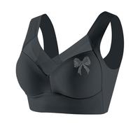 2026 - Sujetador con aros para mujer, chaleco push-up, lencería, lazo, pedrería, lencería sexy para mujer, gris, XL
