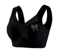 2026 - Sujetador con aros para mujer, chaleco push-up, lencería, lazo, pedrería, lencería sexy para mujer, Negro , L