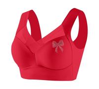 2026 - Sujetador con aros para mujer, chaleco push-up, lencería, lazo, pedrería, lencería sexy para mujer, rojo, 3XL