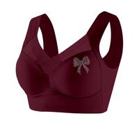 2026 - Sujetador con aros para mujer, chaleco push-up, lencería, lazo, pedrería, lencería sexy para mujer, Vino, XXL