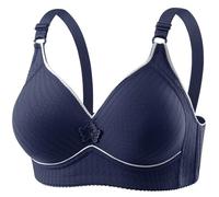 2026 Sujetador definitivo con cobertura completa para un agarre óptimo Comodidad en todo el mundo. Sujetador de camiseta inalámbrico, ropa interior sin costuras para bustos grandes., azul oscuro, 46