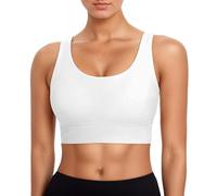 2026 Sujetador deportivo para mujer, parte superior de bikini, sujetador de natación, parte superior atlética, cuello de traje de baño, parte superior sin mangas, espalda plateada, Blanco, XXL