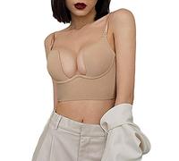 2026 - Sujetadores sólidos con espalda baja para mujer, sujetadores con aros en forma de U, sin espalda, múltiples correas convertibles, sujetador con aros y sujetador, beige, XL