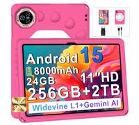 2026 Tablet Android 15 Con EVA Silicona Funda Protectora, 24GB+ 256GB/2TB, Tablet Para niños 11 Pulgadas Octa-Core, Gemini AI/Widevine L1, 8000 mAh, 13MP+5MP, Cuerpo Metálico, Tableta Grande-Rosa