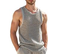 2026 Tank Top Herren Slim Fit für mit Reißverschlussdetail. bequeme dehnbares lässiges ärmlosen Shirt für den Alltag im Frühling sowie für Outdoor Aktivitäten, gris, L