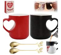 2026 Taza De CeráMica MáGica Que Cambia De Color En Forma De CorazóN, DiseñO De RevelacióN MáGica TermocróMica, DiseñO De CorazóN Sorpresa, Regalos Para San ValentíN Y El DíA De La Madre (2PCS)