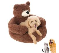 2026 Teddy Bear Dog Bed with Arms - Plush Cuddler for Small Dogs & cats, Large Cute Soft Warm Non-Slip Plush Cuddle Bear Pet Bed Detachable for Autumn and Winter Season (Brown,M-18.1in(46cm))