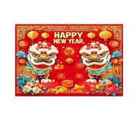 2026 Telón de Fondo temático del Año Nuevo Chino de Bienvenida, Pancarta de Linterna de Oro Rojo de Danza del león, telón de Fondo Tradicional de Linterna del Festival(BJ-cl43-13,Vinyl 150X100cm)