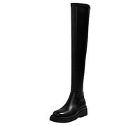 2026 The Color Boots Over Solid Knee Fashion Round Toe Platform (54 cm) Botas para mujer, Negro , 42 EU
