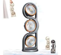 2026 Three Head Fan, 5 Speeds Usb Fan Silent Powerful with Ambient Light
