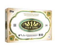 2026 Topps Tier One Baseball - Caja de pasatiempos premium - 2 tarjetas de autógrafo - 1 reliquia - Oportunidad de tarjetas automáticas firmadas múltiples - Parches de gran tamaño - MLB - Estrellas