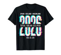2026 Total Solar Eclipse Glitch Art Spain Iceland Camiseta