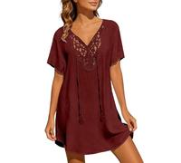 2026 - Traje de baño con ribete de encaje para mujer, ropa casual de ocio, opción de viaje en clima cálido, estilo práctico junto a la piscina, esencial para la playa de temporada, para piscina, tela