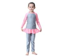 2026 Traje de baño de Ramadán para niñas, camiseta protectora de manga larga con 50 pantalones cortos, gris, 2-3 años