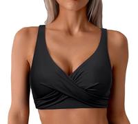 2026 - Traje de baño tankini para mujer Top Fruncido Traje de baño Top Flotante Tank Top Sin Parte Inferior 2025 Tank Top Hombres Corte Ancho, Negro , S