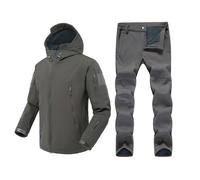 2026 Traje térmico Softshell para hombre a prueba de viento transpirable chaqueta con forro polar con ropa de senderismo para montañismo para uso diario, gris, XXXL