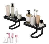 2026 Upgrade Behind the Faucet Sink Organizer, No-Drill Large Capacity Over the Sink Shelf - Fast Drainage & Rustproof, Space-Saving Bathroom Countertop Organizer for Skincare, Toiletries (Black)