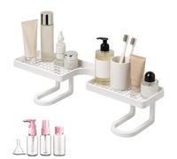 2026 Upgrade Behind the Faucet Sink Organizer, No-Drill Large Capacity Over the Sink Shelf - Fast Drainage & Rustproof, Space-Saving Bathroom Countertop Organizer for Skincare, Toiletries (White)