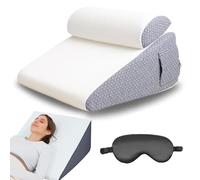 2026 Upgrade Hiquo Wedge Pillow + 100% Silk Sleep Mask, Adjustable Bed Wedge Pillows for Headboard, Wedge Pillows Set for After Surgery, Acid Reflux Relief, Back Pain Relief (With Neck Pillow)